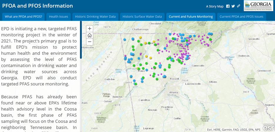 An image showing where monitoring is in north Georgia. 